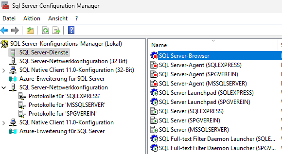 SQL Server-Browser Eigenschaften