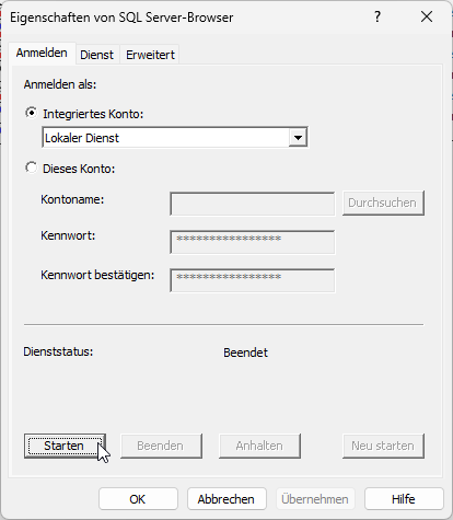 SQL Server-Browser starten