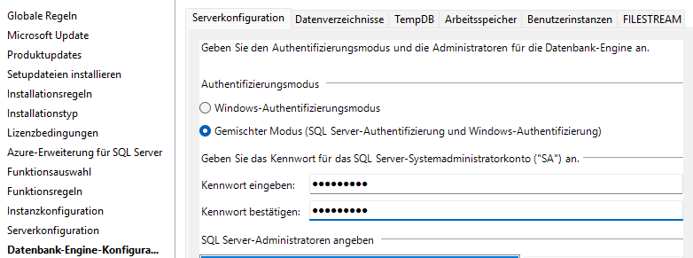 Serverauthentifizierung wählen