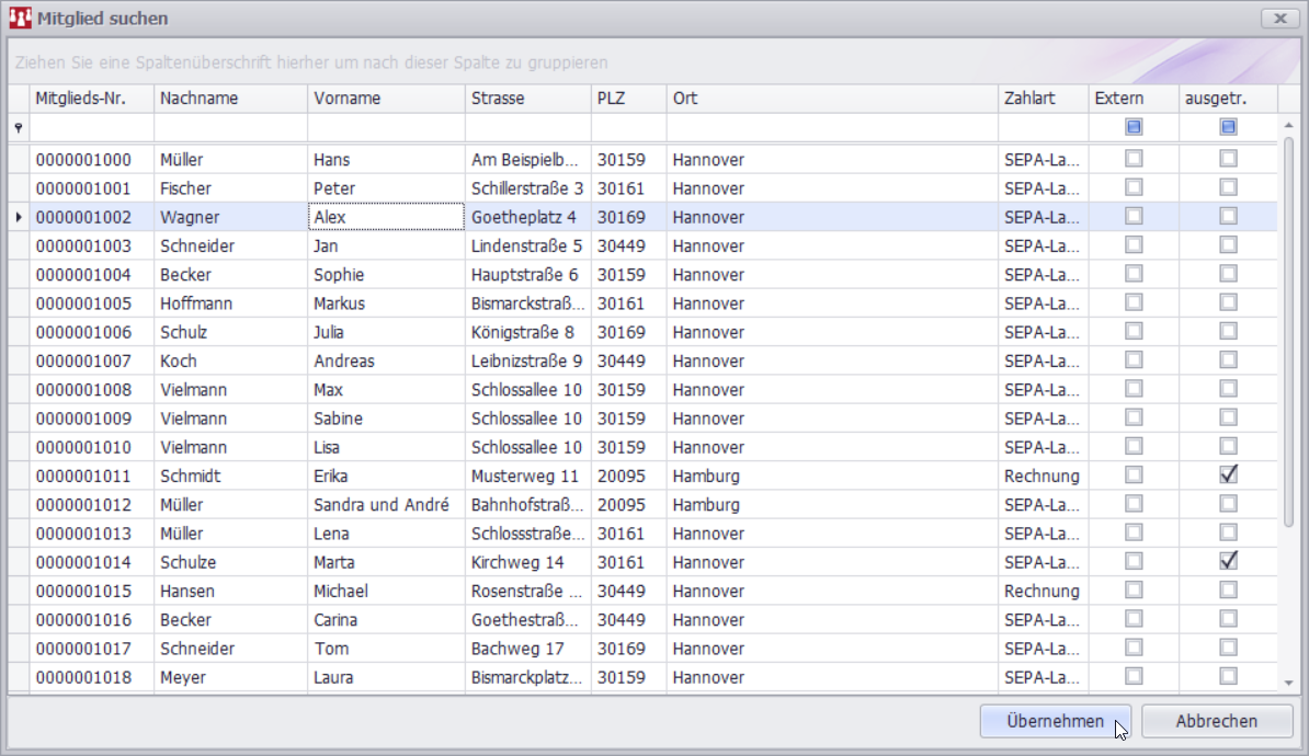 Kursleiter hinzufügen Screenshot