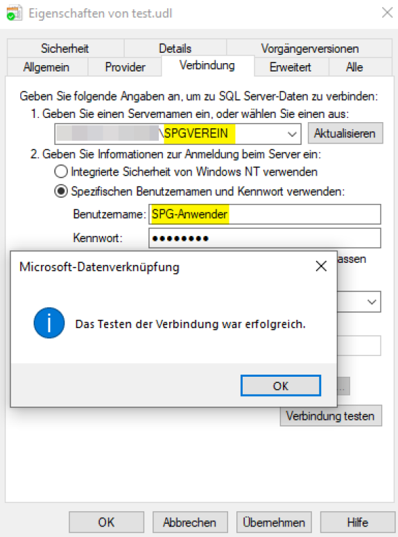 Verbindungstest erfolgreich