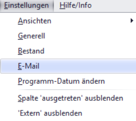 E-Mail-Einstellungen Screenshot