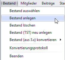Bestand anlegen
